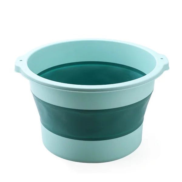 Collapsible silicone foot soak tub in teal